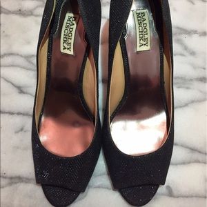 Sparkly peep toe heels